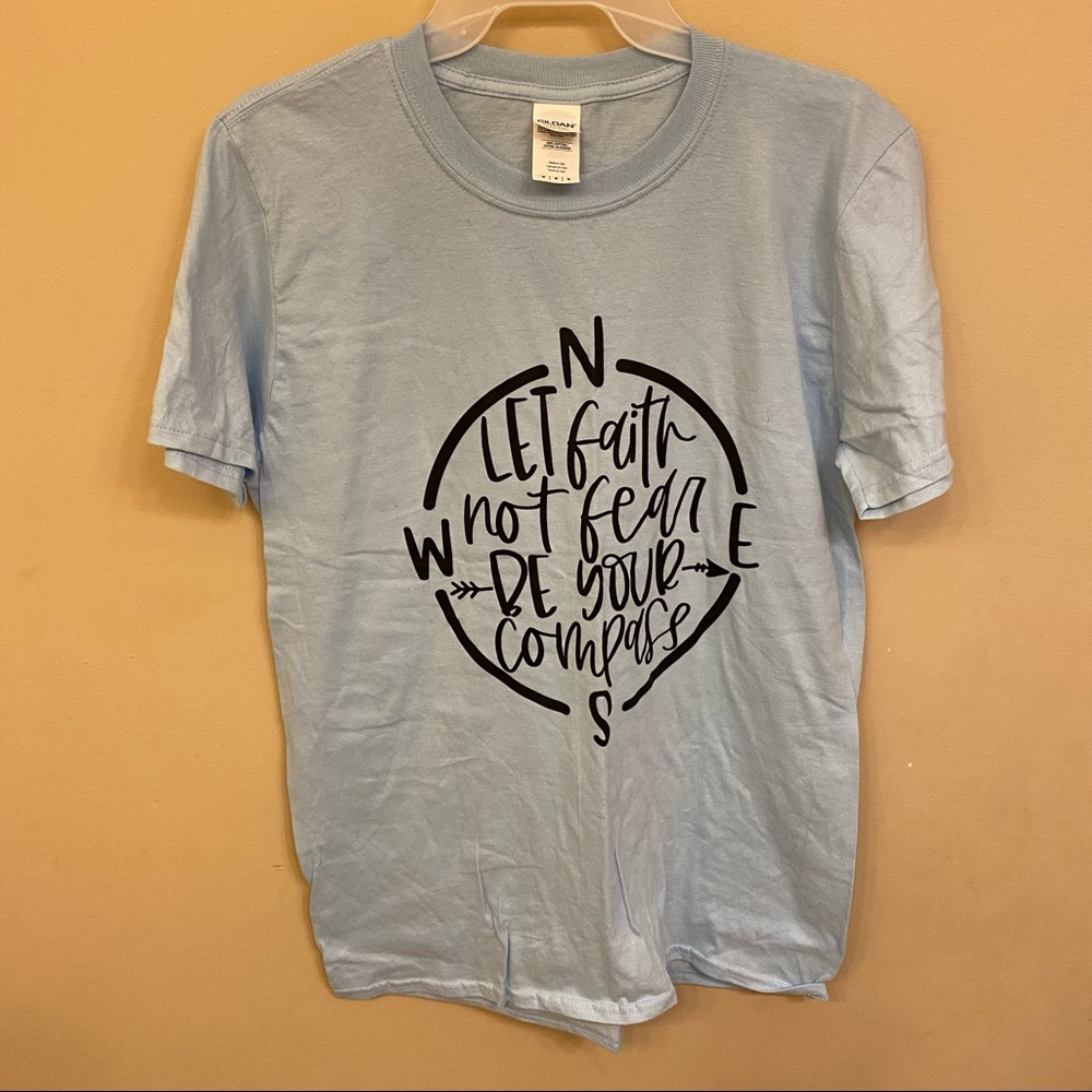 Light blue faith tshirt NWOT